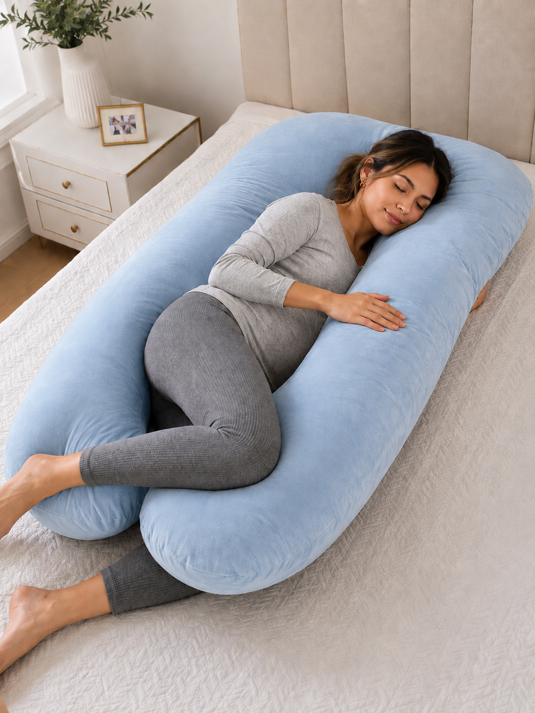 Almohada de Embarazo en U — Extraíble y Lavable