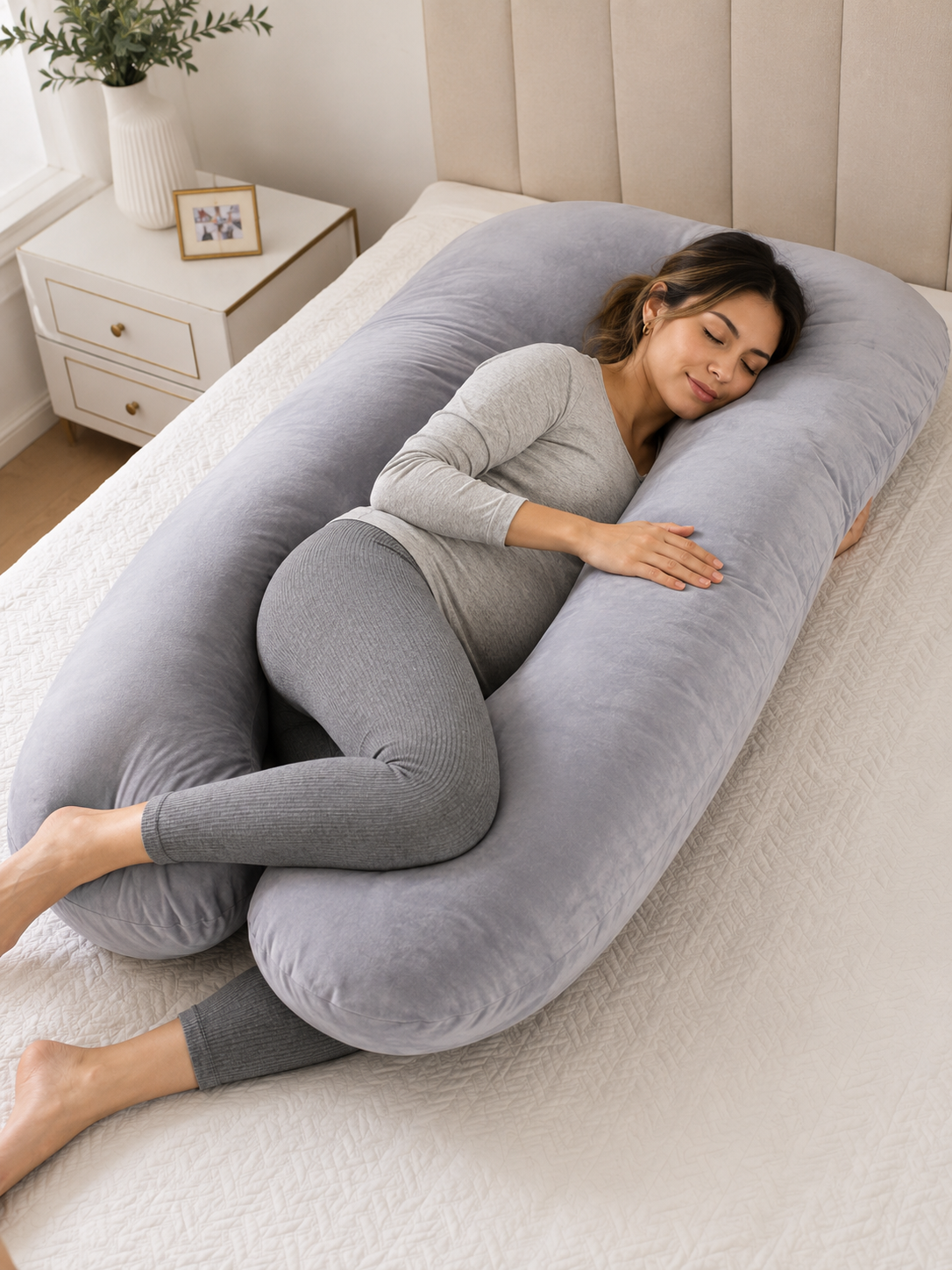 Almohada de Embarazo en U — Extraíble y Lavable