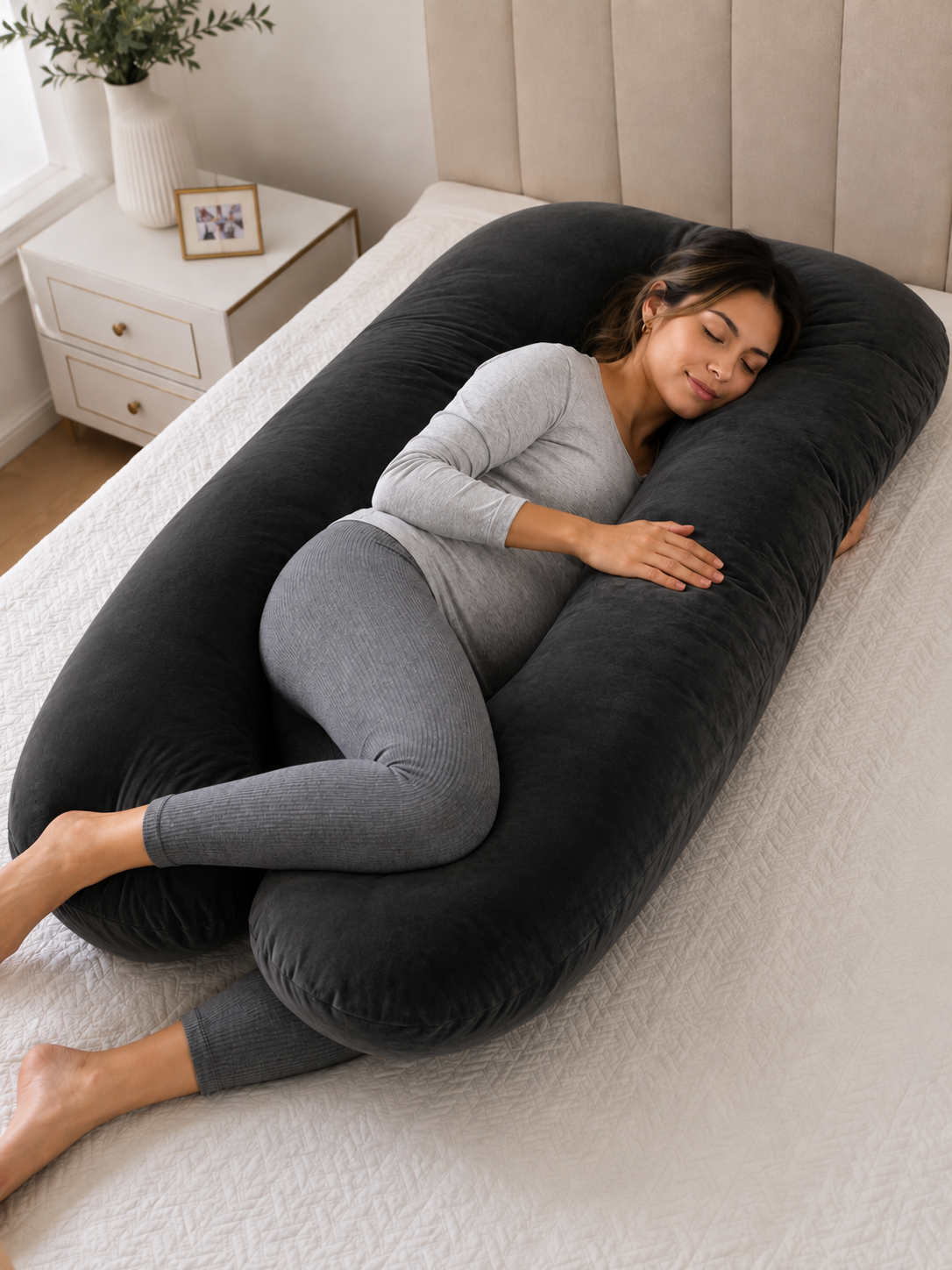 Almohada de Embarazo en U — Extraíble y Lavable
