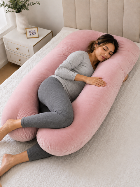 Almohada de Embarazo en U — Extraíble y Lavable