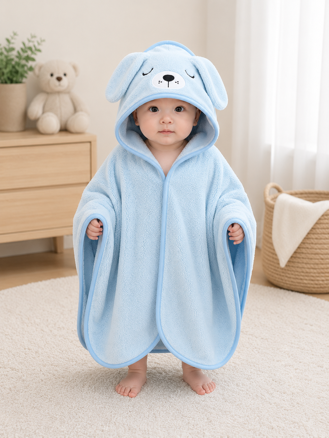 Toalla Poncho Bebé - Celeste Diseño 2