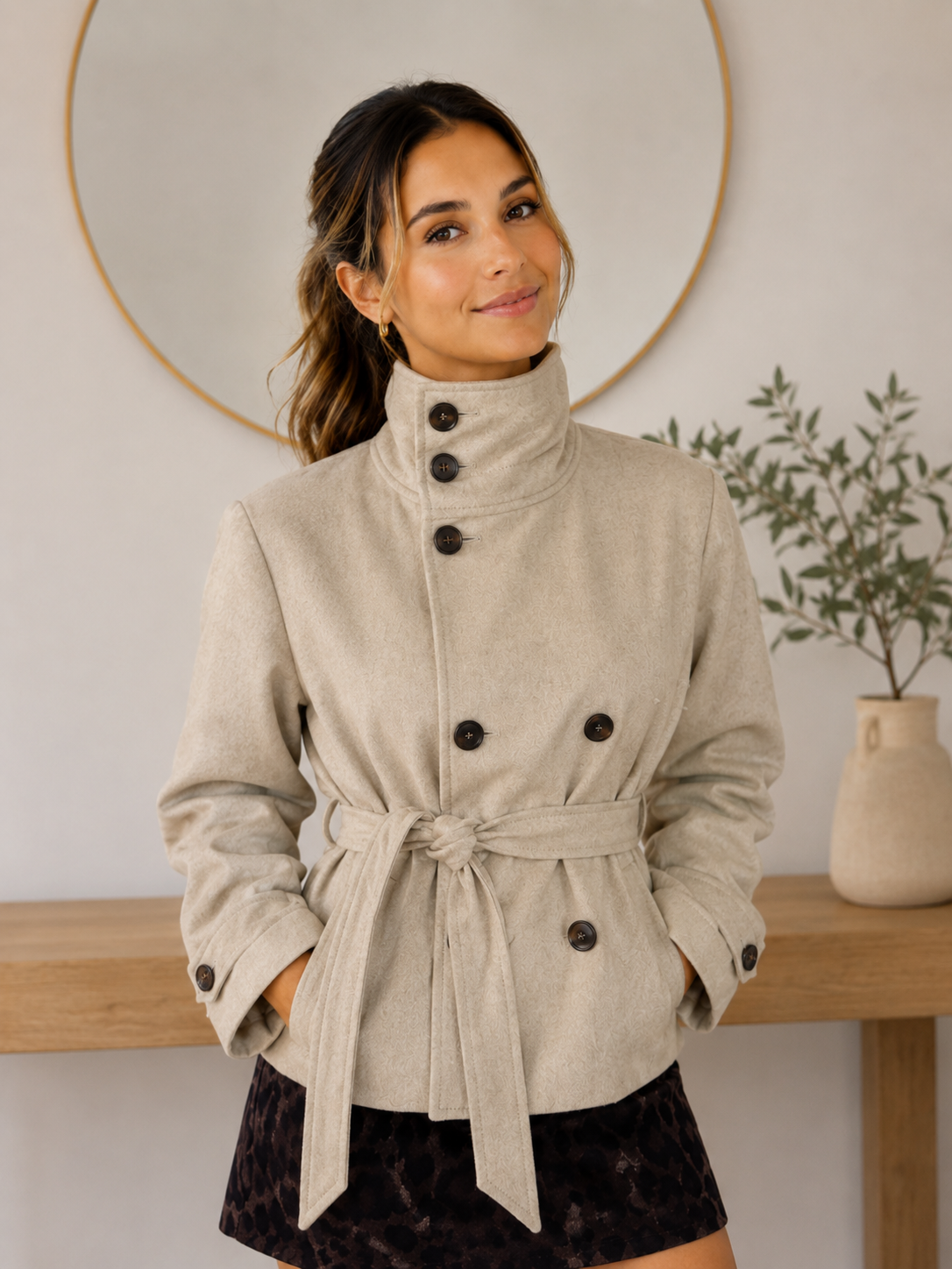 Chaqueta Gabardina Vintage Mujer — Caqui