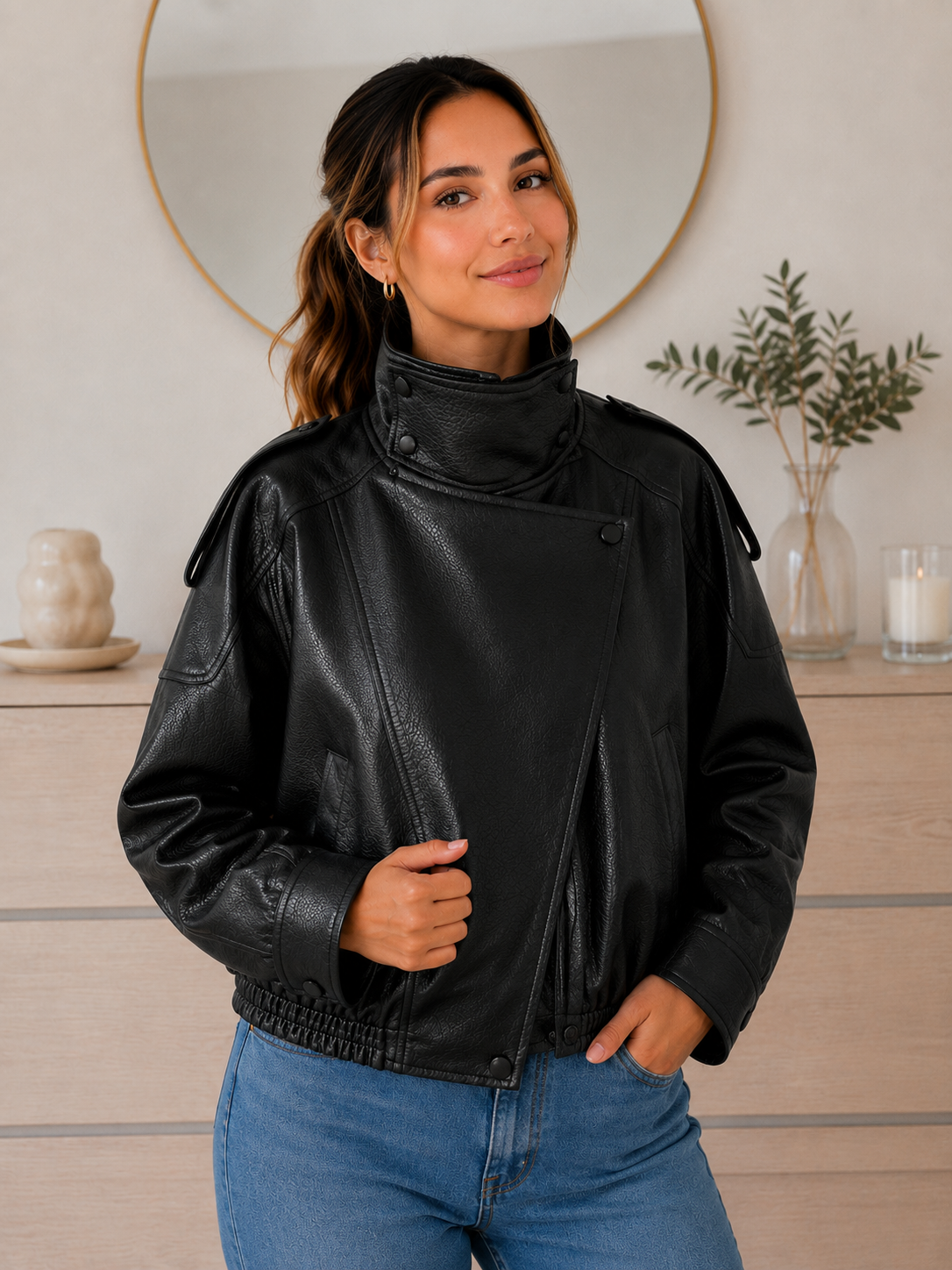 Chaqueta Moto Negra