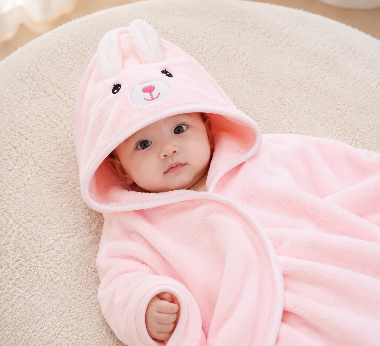 Toalla Poncho Bebé - Rosa Diseño 2