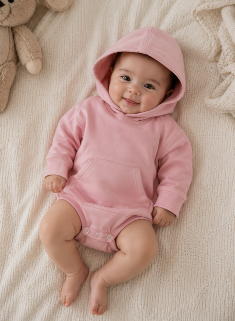 Hoodie para Bebé — Sudadera con Capucha de Color Liso, 0 a 24 Meses